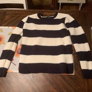Navy and white striped sweater